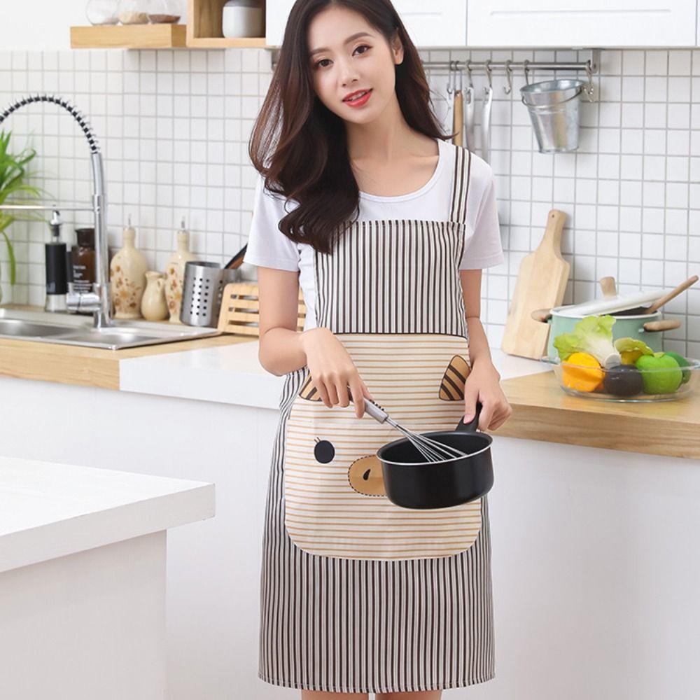 Stripe Pig Pattern Apron Oil-proof Cartoon Apron Cute   Kitchen