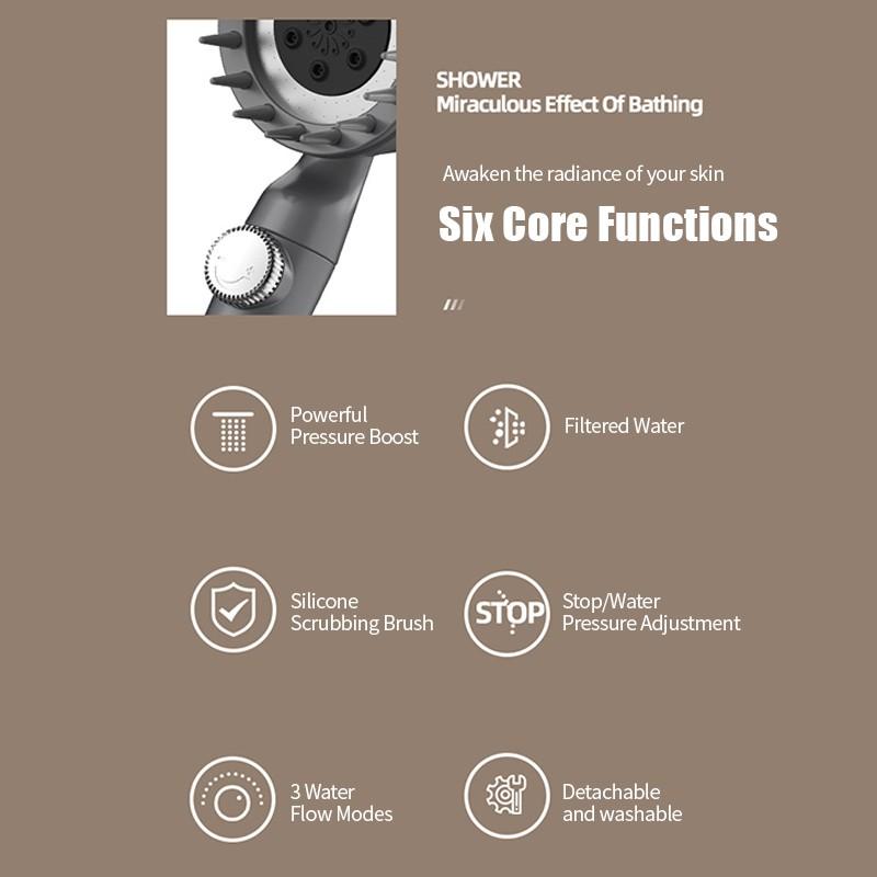 Universal Pressurized Water Saving Shower Spreader Handheld Shower Water Head With Filter Cotton Core 3 Mode Bathroom Accessories