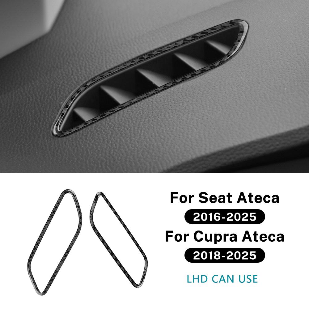 Car Air Outlet side of Instrument Trim For SEAT Ateca 5F 2016-2025 For Cupra Ateca 5F 2018-2025 Real Soft Carbon Fiber Sticker