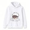 Kids Boys Girls Pullover Hoodie, Cute Cartoon White Hair Anime Character Printed Casual Long Sleeve Hooded Sweatshirt for Daily Wear