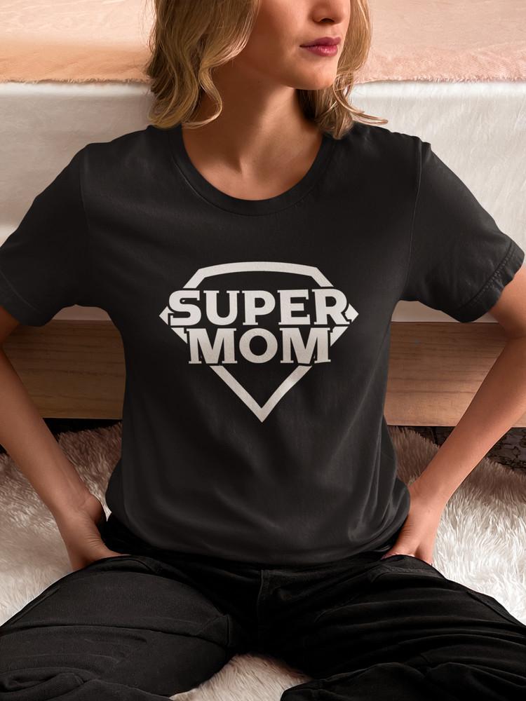Super Mom Graphic T-Shirt Funny Gift for Mother Women Mom Life Hero Tee Top