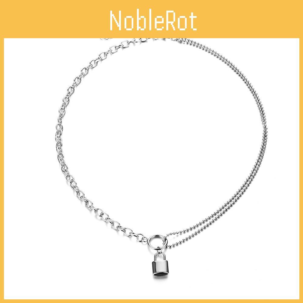 Stylish Alloy Lock Pendant Choker Necklace For Women Featuring Trendy Geometric Style