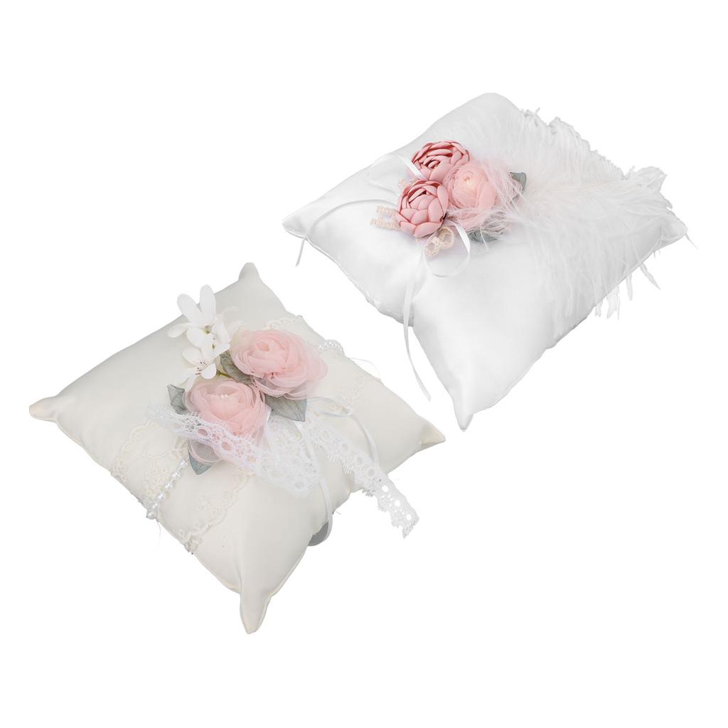 Mini Wedding Pillow Flower Decorative Wedding Engagement Display Bearer Pillow for Ceremony Proposal
