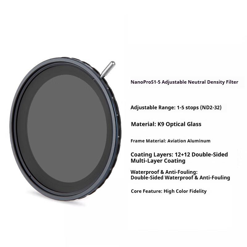 Haida NanoPro S1-5 Stop / 6-9 Stop True Color Adjustable VND Neutral Density Filter for Photography 58mm