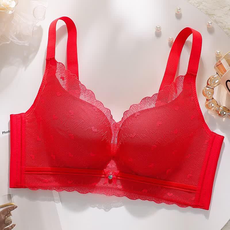 Langsha Red No-Underwire Push-Up Bra and Panty Set