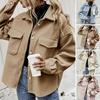Giacca da donna autunno inverno monopetto con bottoni cardigan spesso ampio maniche lunghe colletto rovesciato tasche sul petto cappotto esterno
