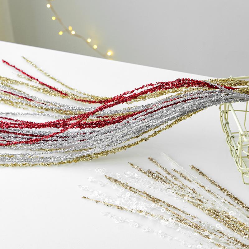 90CM Glitter Sequin Tassel Wheat Ears Christmas Decoration - Tree, Wreath & Branch Arrangement