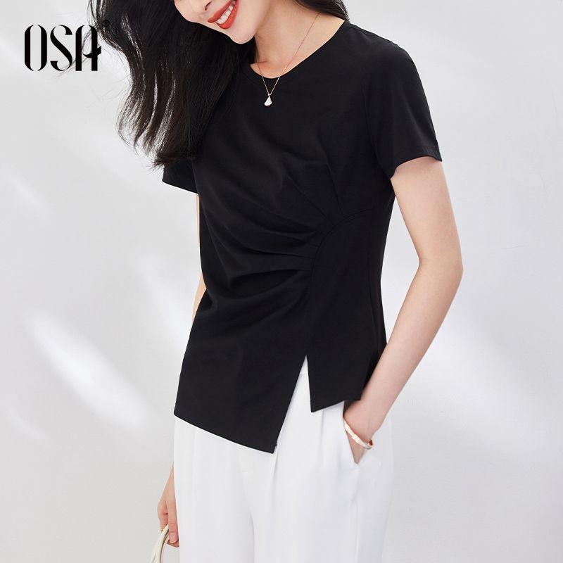 

Футболка с коротким рукавом OSA OSHA черного цвета с нерегулярным дизайном