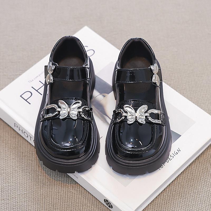 

Новые осенние детские туфли принцессы для девочек в западном стиле на мягкой подошве в британском стиле для выступлений из кожи 37 чёрный