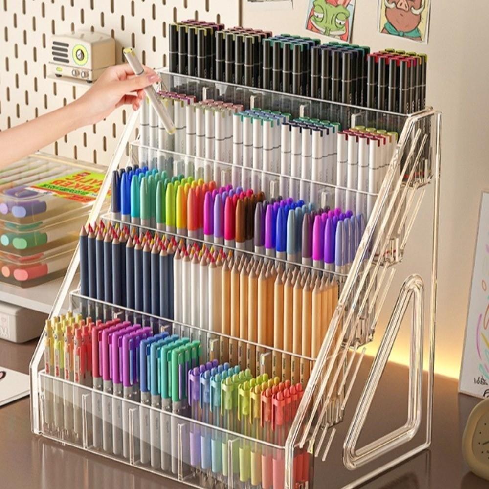 Ablageständer für Aquarellstifte mit großer Kapazität 3/4/5 Ebenen Aufbewahrungsbox für Markerstifte Schreibwarenladen