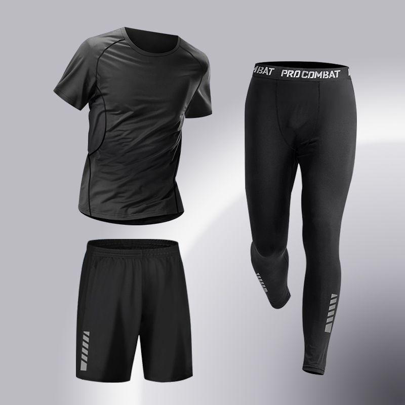 Men's Quick-Dry Sports Suit: High-Elastic Fitness Tights for Running, Training, Basketball, Cycling, Morning Jogging - Perfect for Spring & Autumn.