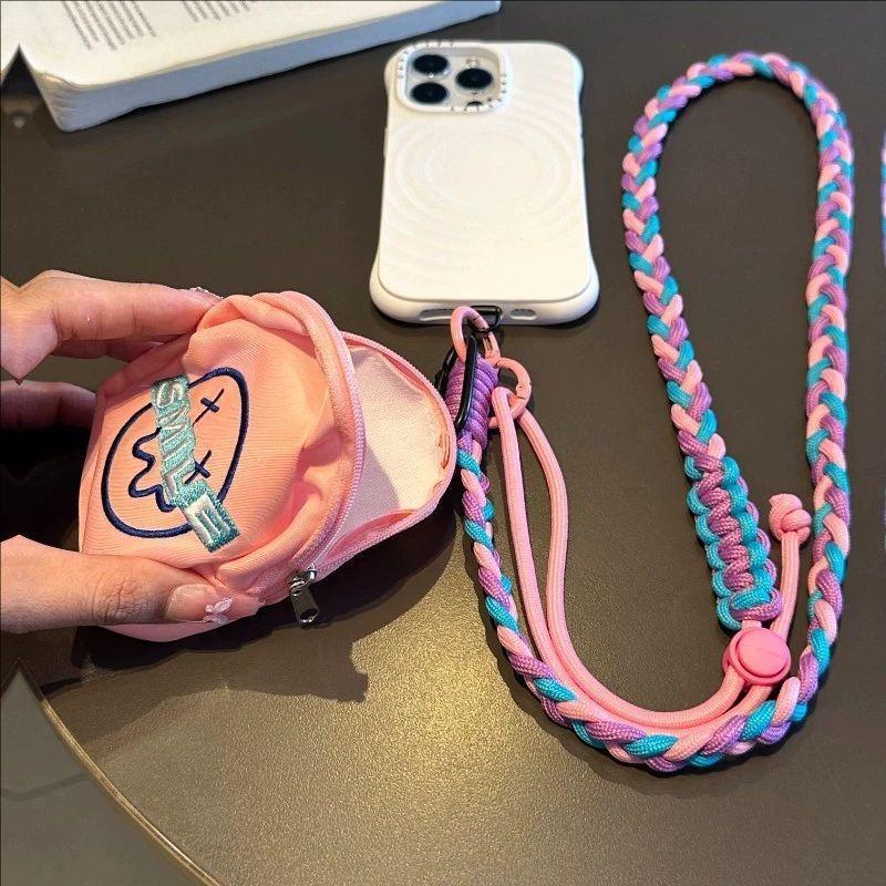 Dopamine color scheme mobile phone case lanyard adjustable messenger portable pendant storage bag multi-functional anti-lost lanyard female