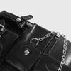 Women Biker Bag Multi Pocket Commuter Shoulder Solid Color Slant Cross Chain Bag