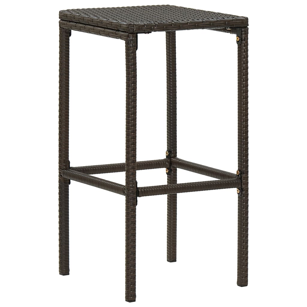 Bar Stool with Cushion 2 pcs Brown Poly Rattan