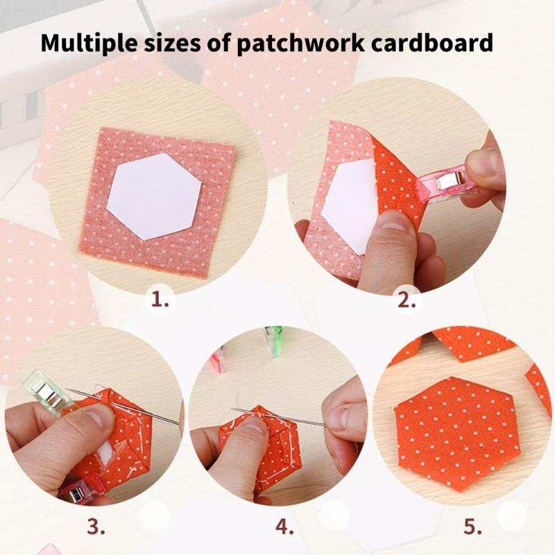 600 Stuks Zeshoekig Paper Piecing Papier voor Patchwork Quilting, 6 Verschillende Maten Paper Piecing Vorm Quilting Templates