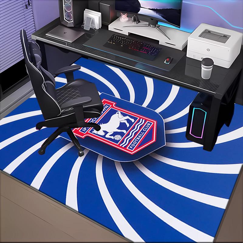 Town Football Club Crest Printed Office Carpet Chair Cushion Entryway Rug, Rugs for Living Room, Bedroom Christmas gifts