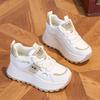 Spring and Summer New Thick-soled Heightening Dad Shoes Women's Leather Casual Sports Shoes Women's Versatile Trendy Muffin Women's Shoes
