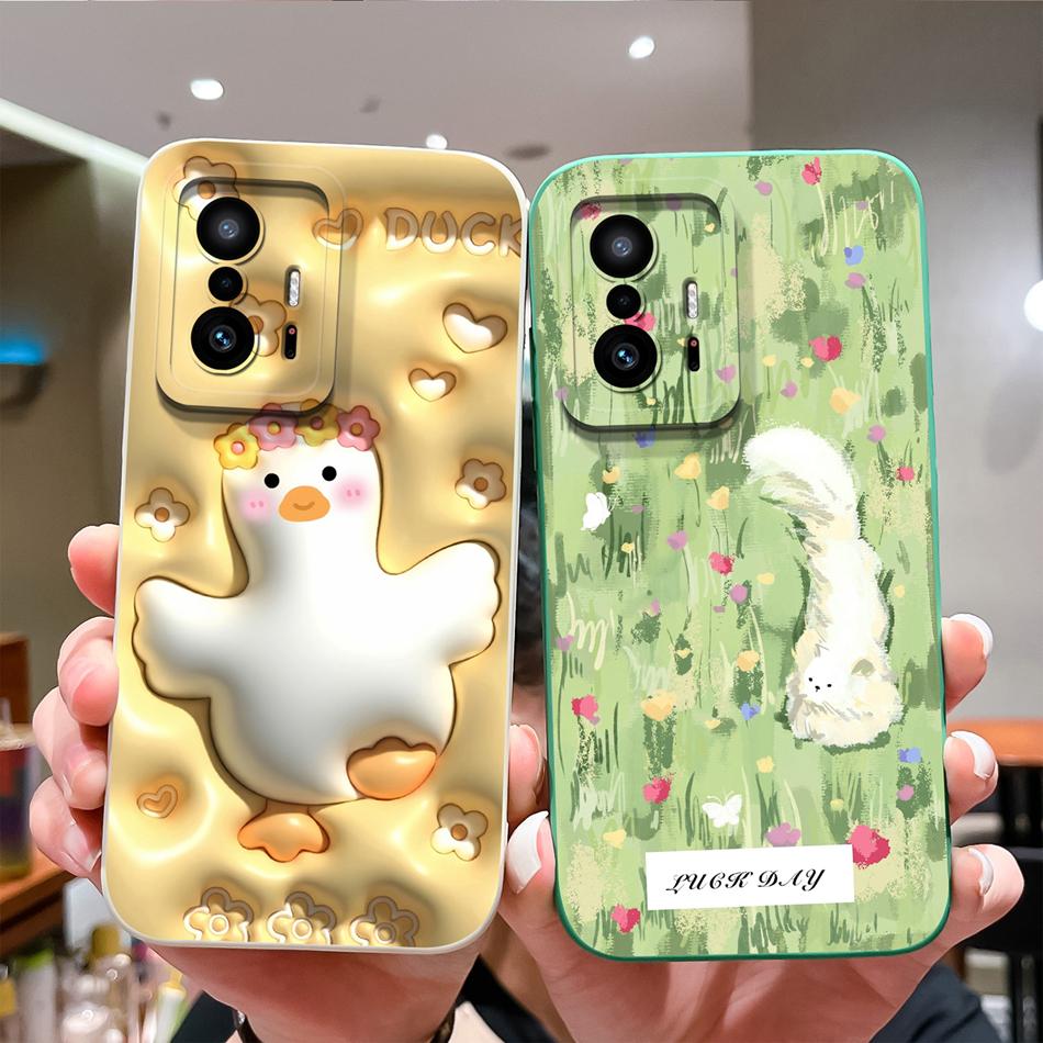 For Xiaom 11T Pro Phone Case Cute Cat Covers Soft Liquid Silicone Funda For Mi 11 T Pro Full Protection Anti Drop Back Cover