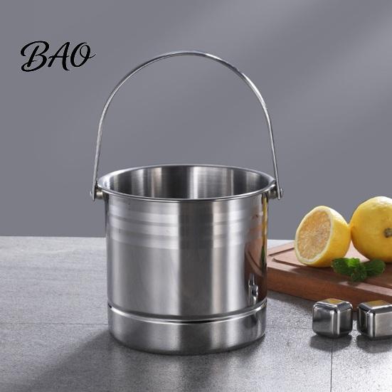 Ice Bucket for Drinks And Snacks Stainless Steel with Removable Strainer, Bar Wine Champagne Beer Chilling Cooler Red Wine, Portable Home KTV