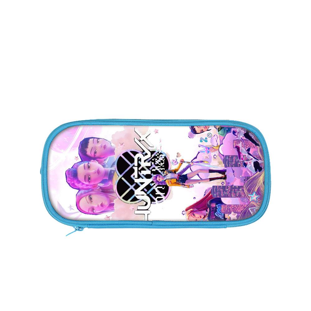 Student Blue Double-layer Pencil Case Kpop Witch Hunting Girl Group Student Storage Stationery Bag Pencil Bag