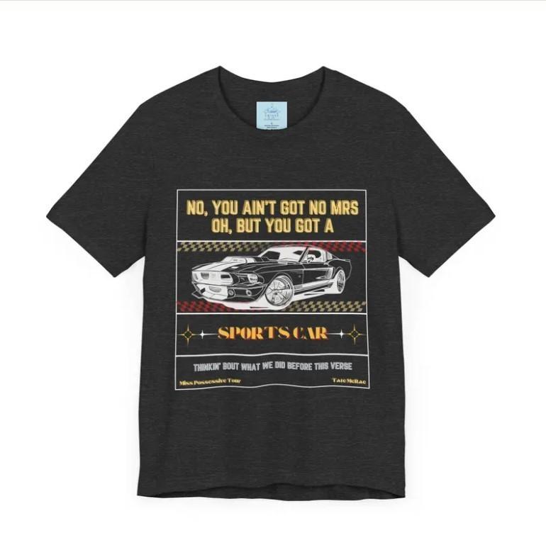 Tate McRae Sports Car T-Shirt | Moody Pop Music Aesthetic Tee | Tate Fan Gift Unisex T-Shirt L