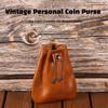 Retro Style Leather Purse Mini Size Drawstring Purse Change Purse Car Key Pack  Jewelry Storage