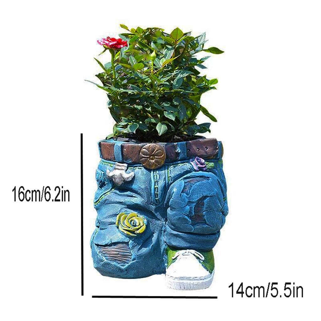 Resin Denim Pants Ornaments Creative Flower Pot Decoration Crafts Retro Garden