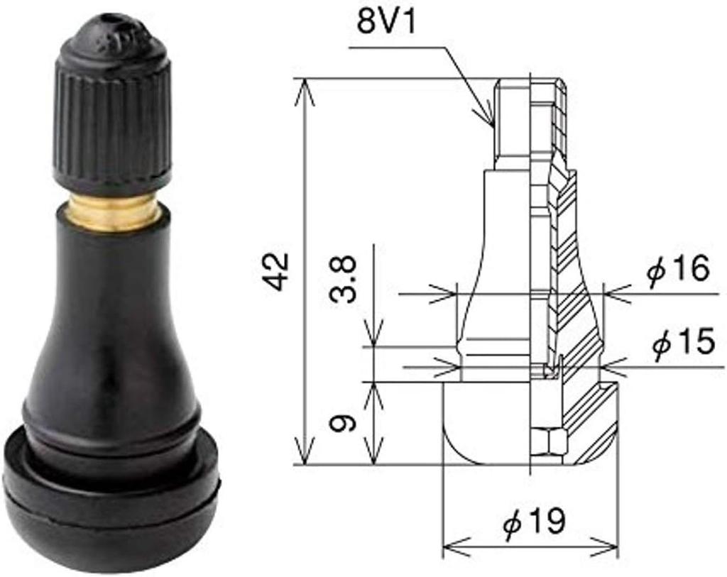 Taiheiyo TR413 CL Tubeless Tire Rubber Valve, Air Valve, Rubber Valve with CL Cap,