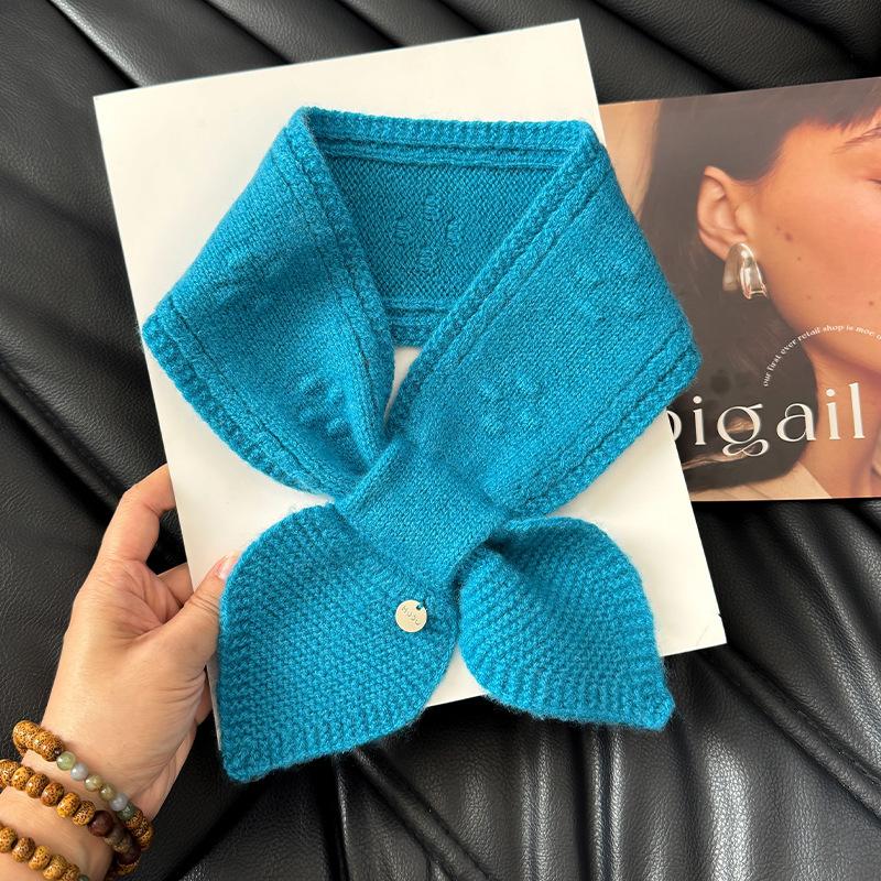 The Cross Knitted Small Scarf Is A New Korean Style for Women's Autumn and Winter. It's Versatile  Warm and Protects The Neck