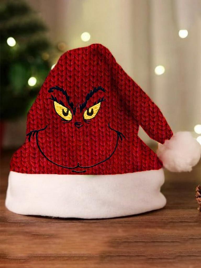 Grinch Christmas Hat With Thick Fleece For Winter Holiday Celebrations
