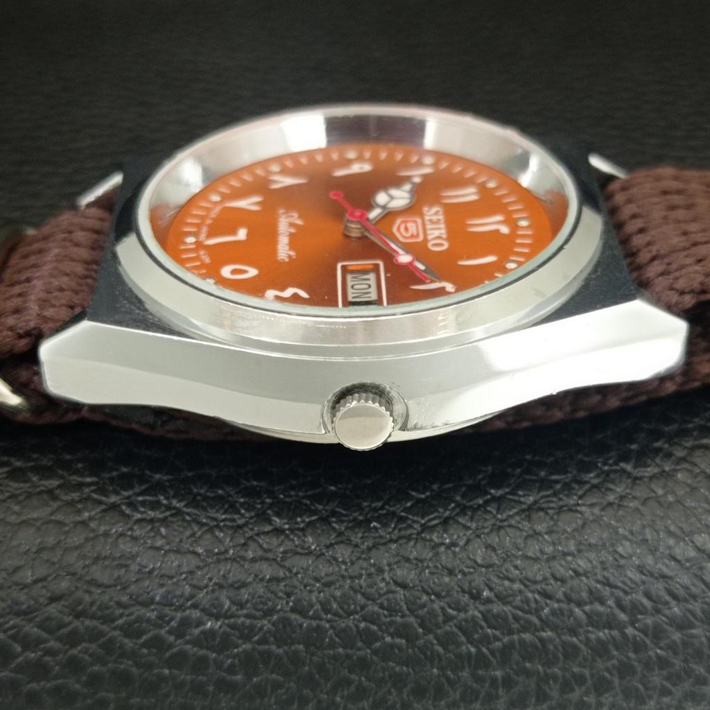 AUTOMATIC VINTAGE REFURBISHED SEIKO 5 6309A JAPAN MENS ORANGE WATCH a442623-1