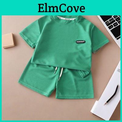 Childrens Summer Short Sleeve Shorts Pajamas With Soft Waffle Fabric For Kids