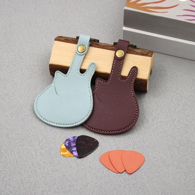 Držák na trsátka ve tvaru kytary Pouzdro na kytarová trsátka z umělé kůže Přenosná úložná taška na trsátka pro kytaristy, milovníky, učitele