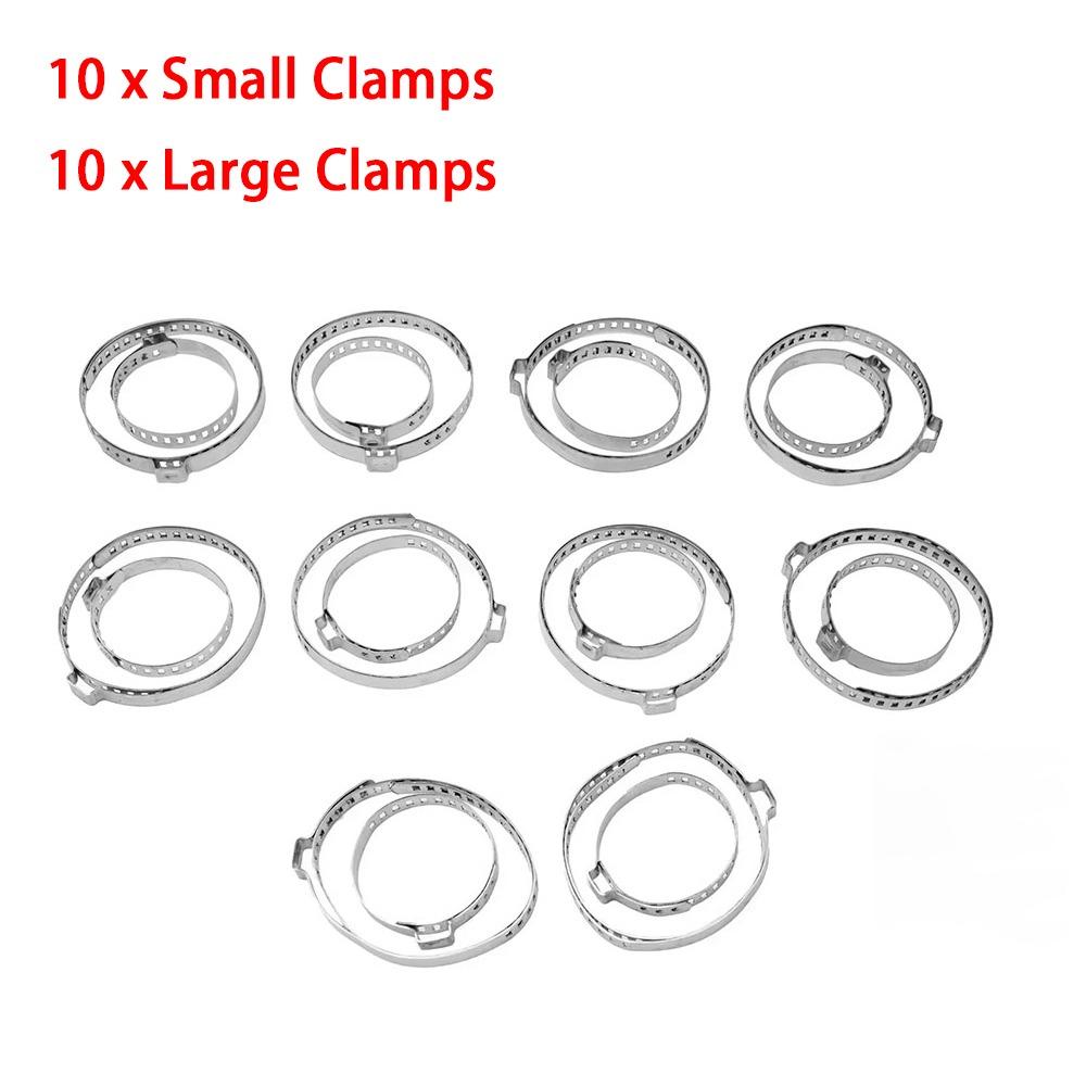 20Pcs Stainless Steel Auto Hoses Clamps Adjustable 20-125mm Car Accessories Cars CV Boots Clamps