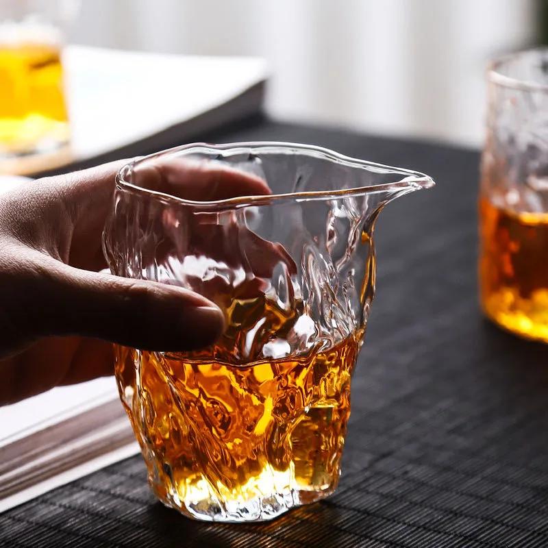 Handcrafted Hammered Heat-Resistant Thickened Glass Liquor Decanter Fair Tea Cup Chinese-style Tea and Wine