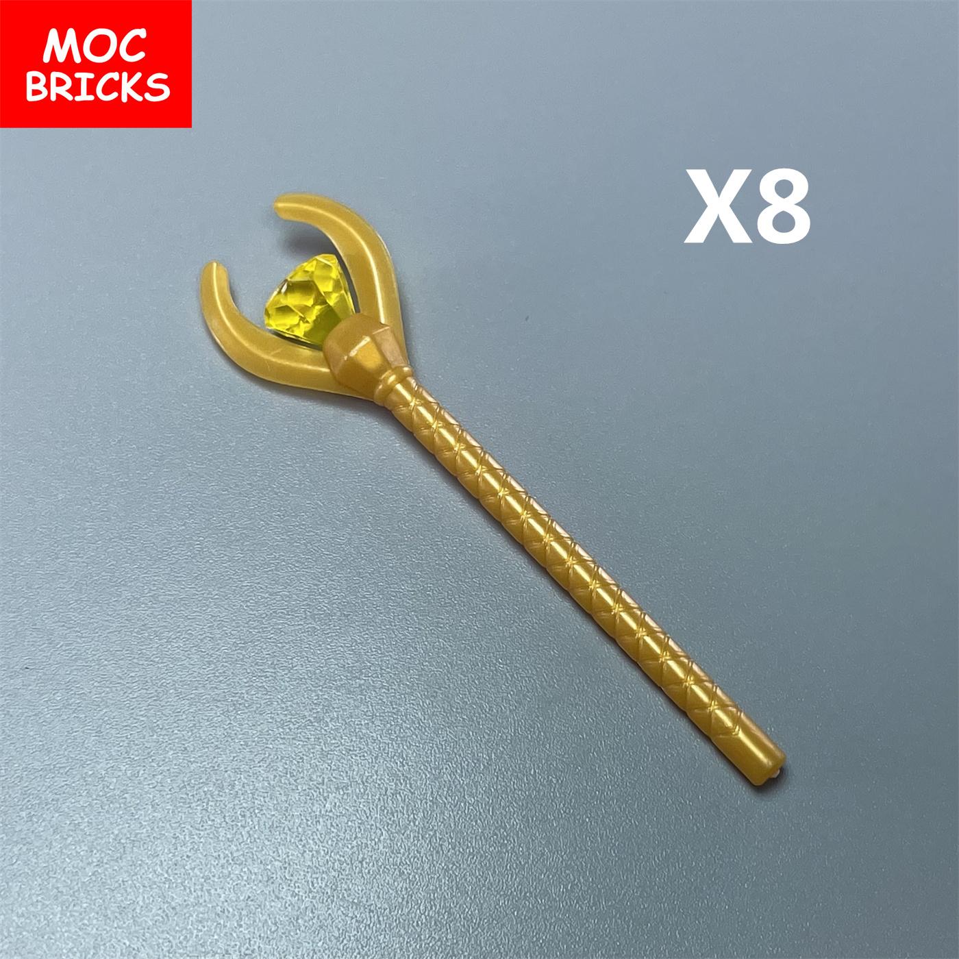 

Non-Toxic Moc Bricks Staff Wand With Rock 1X1 Jewel Gem Compatible 30153 93252 Accessory Assembled Building Blocks Toys Kids Gift