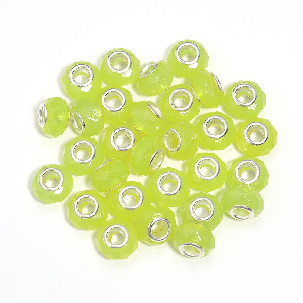 20 Stück/Los 14mm Gelee-Farbe Facettierte Harzperlen Großes Loch Abstandshalter Lose Perlen Für Schmuckherstellung DIY Armband Halskette Großhandel