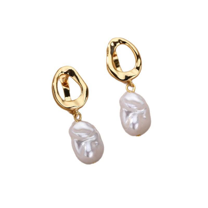 Korean Geometric Freshwater Pearl Stud Earrings - New Style