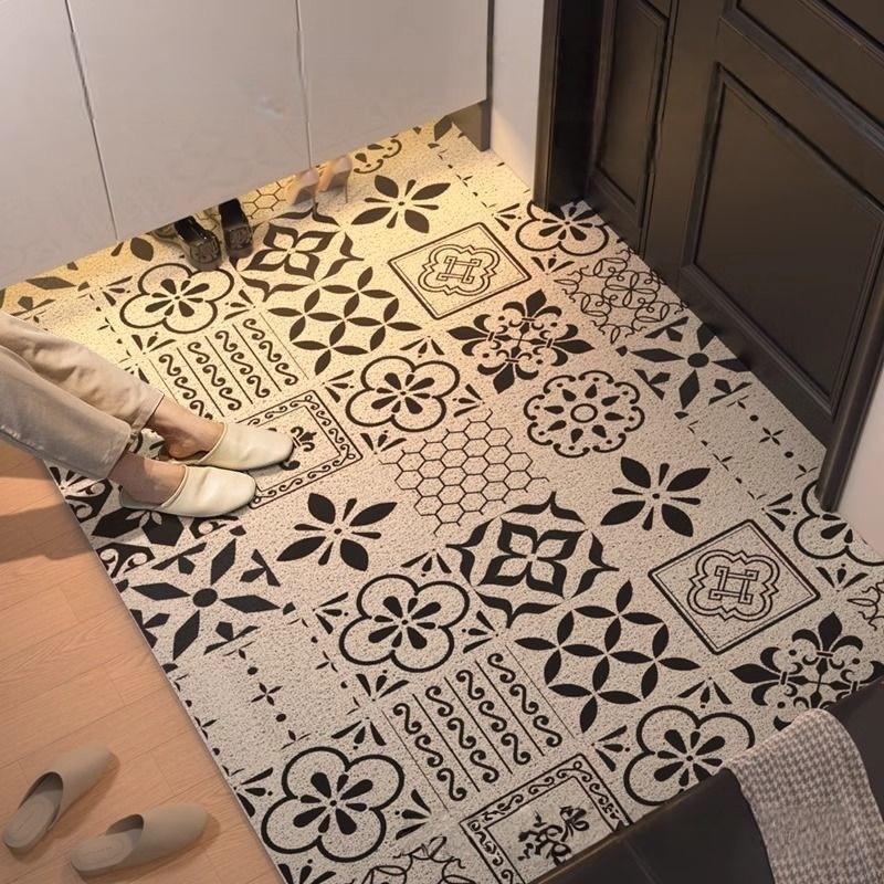 Bohemian Geometrisch PVC Deurmat, Modderkrabber Antislip Rubberen Achterkant Entree Kleed, Wasbare Vintage Bloemige Vloermat, Vuilvanger 50cmx80cm