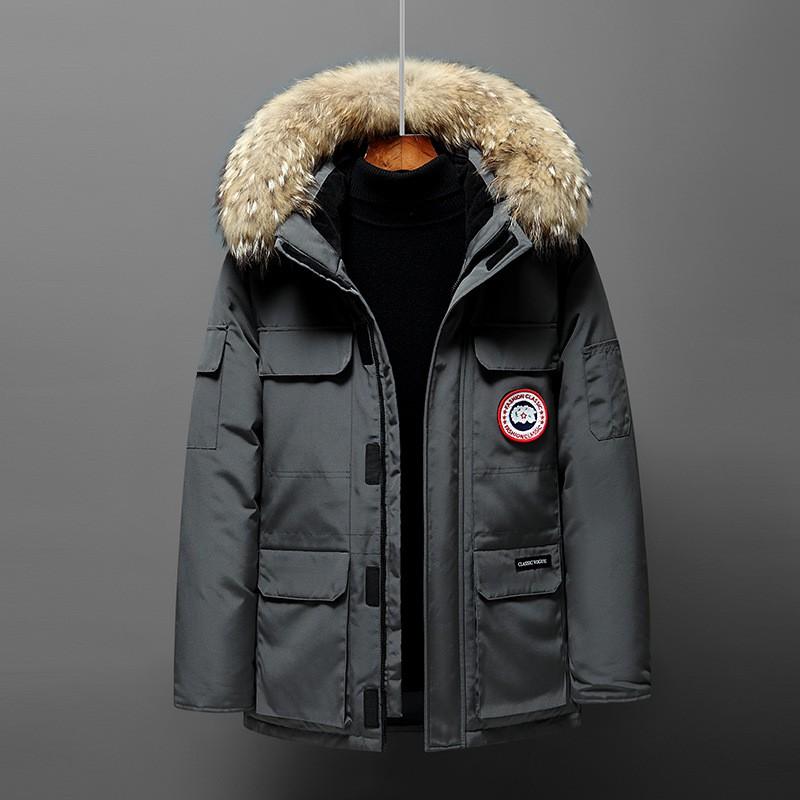 Mens Winter Hooded Down Jacket Blue