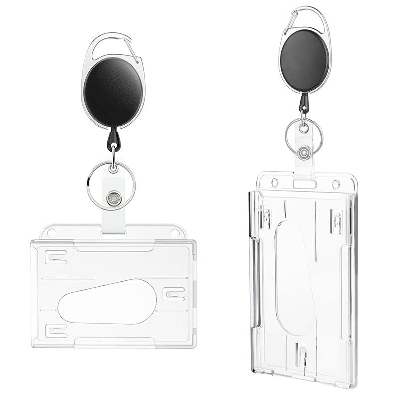Transparent Cards Slots ID Tag Badge Holder with Badge Reel Cards Storage Organizer Employee Pass Work Card Case Sleeve