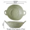 Ceramic Salad Bowl with Handle Binaural Bowl Irregular Ceramic Kitchen Soup Noodles Dessert Salad Bowl Heat-resistant Design 1PC