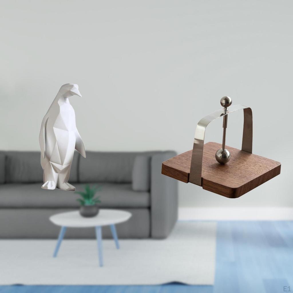 Penguin Resin Animal Statue And Wooden Napkin Holder Organizer for Housewarming Tabletop Office