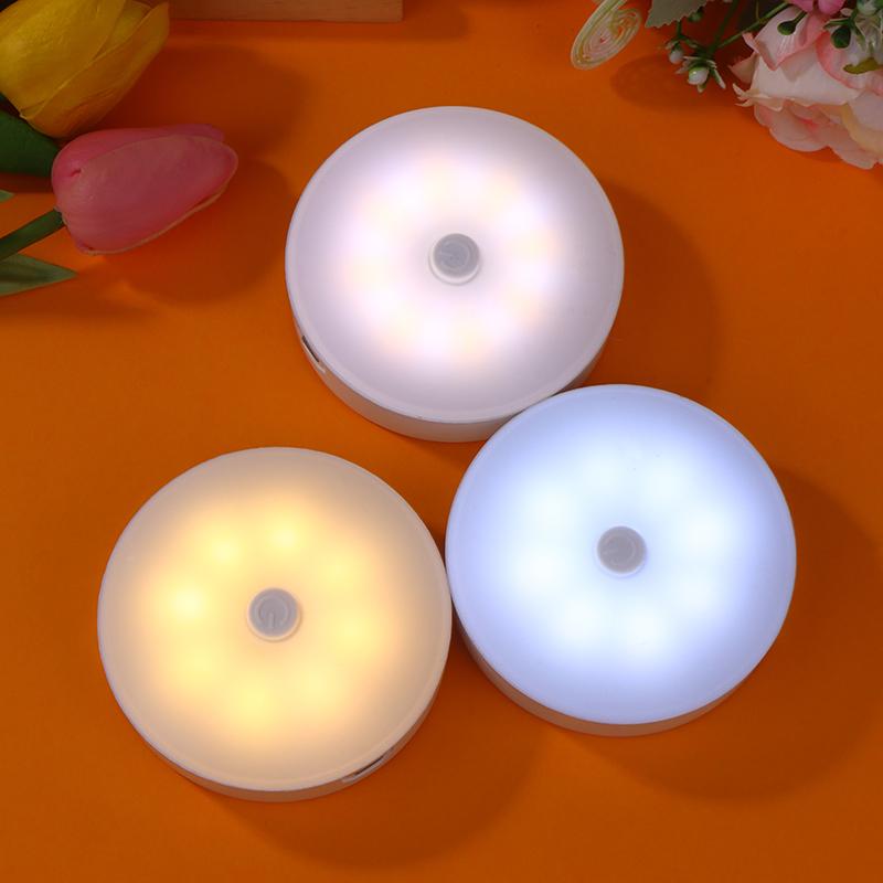 Mini Led Key-Operated Night Lights Usb Rechargeable Kitchen Bedroom Magnetic Base Wall Light Round Portable Night Lamp