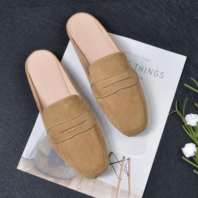 Papuci Femei Plati Afară Papuci Semi Plati cu Talpă Joasă pentru Femei Modă Pătrat Vârf Casual Pantofi Muller Femei Mărimi Mari
