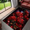 1pc Red Rose Carpet - Elegant Square Suitable for Bedroom & Living Room Decor, Soft Shaggy, Machine Washable Indoor Carpet, Romantic Red Ros