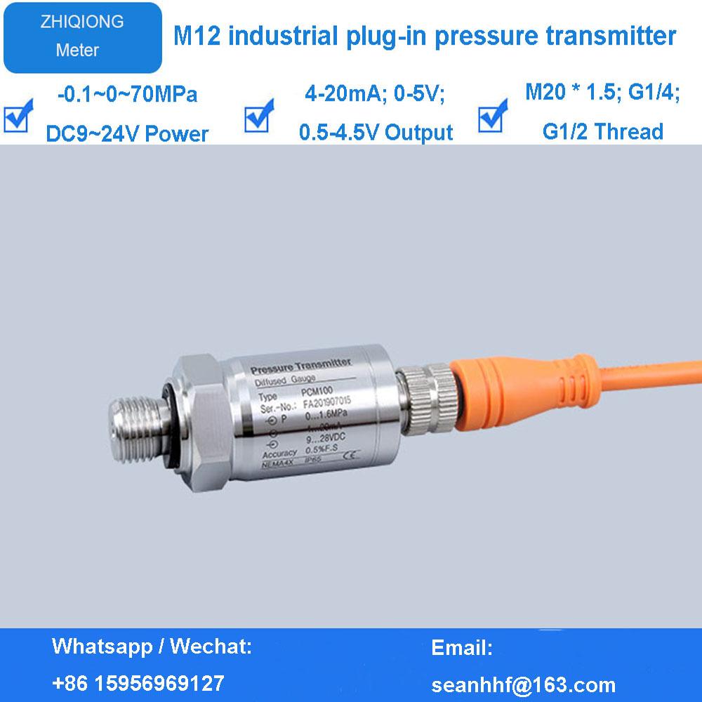 Water Pressure Sensor M20*1.5 8-30V 4-20mA M12 0-600bar Pressure Transmitters for Hydraulic Mobile Application