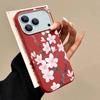 Für iPhone 17 Pro Max Hülle Handgezeichneter Stil Kirschblütenmuster Lederstruktur Weiche Silikonhülle Für iPhone 16 15 14 13 Pro 12 11 16E Air