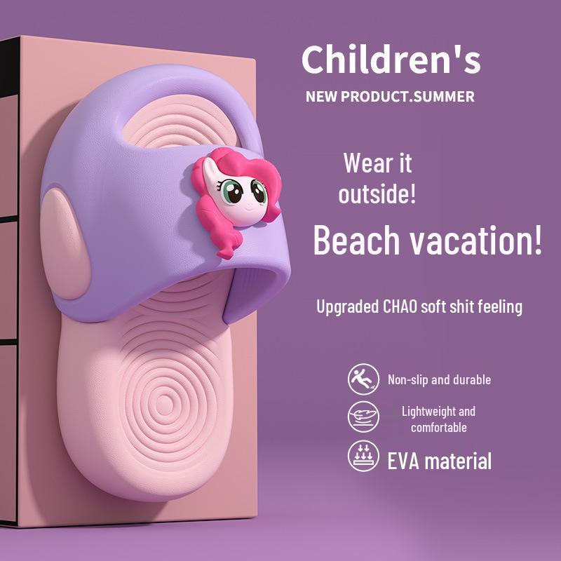 Authentic My Little Pony Parent-Child Non-Slip Summer Slippers for Kids - Pinkie Pie Cartoon Indoor Shoes