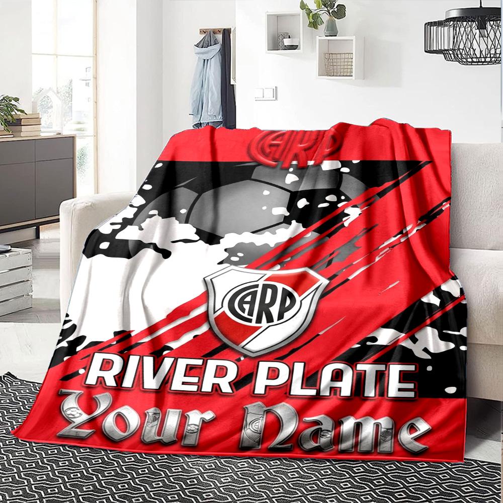 Name Custom River Plate Logo Print Flannel Blanket High Quality Warm Comfortable Cover for All Seasons Perfect for Gifts Home Decor